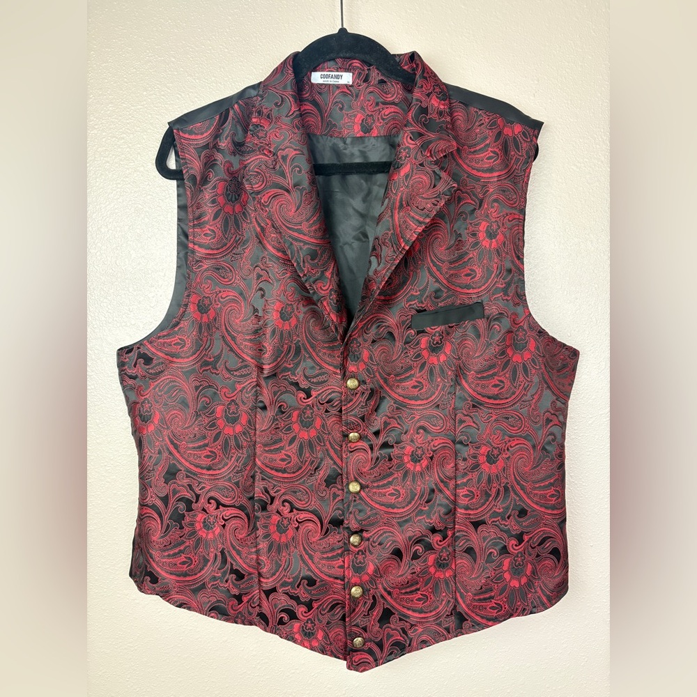 COOFANDY Men's Paisley Floral Suit Vest size XL